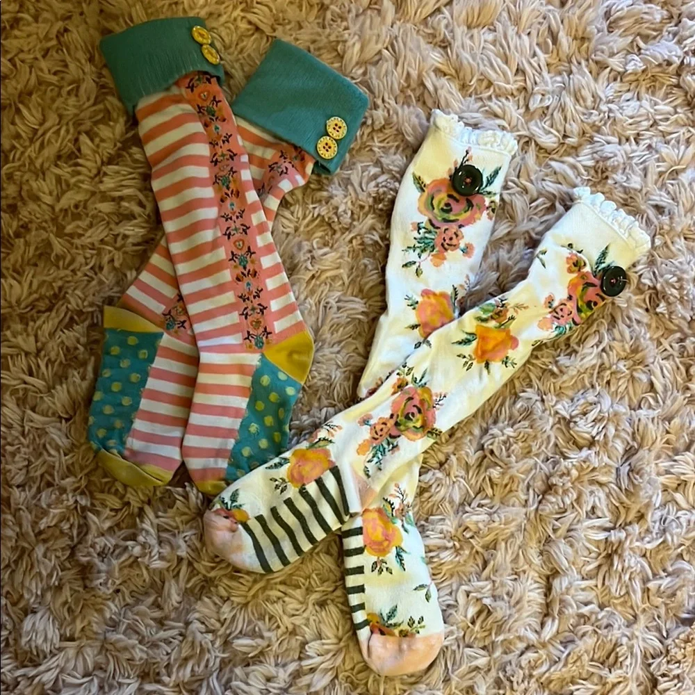 Matilda Jane Bundle 2 Set Socks: Floral and Striped Kids Socks Set